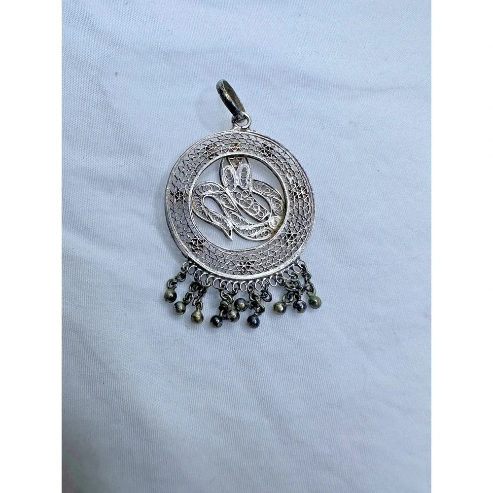 Snake Charm Silver Filigree‎ Dangle Charm Balls Stars Round Open Pendant